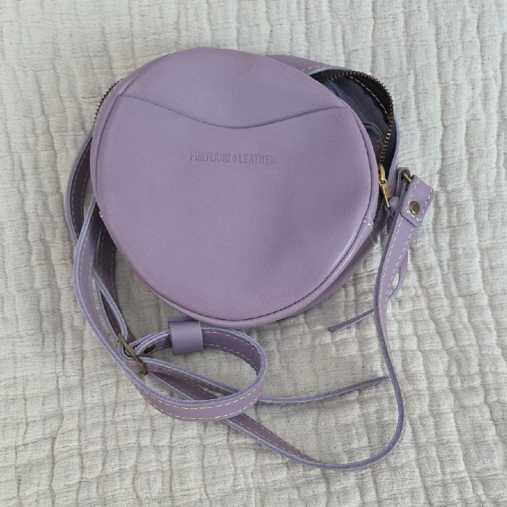Portland Leather Lavender Round Crossbody Bag